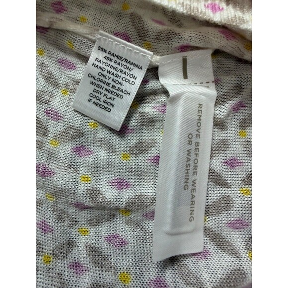 LOFT Ann Taylor Cardigan Sweater Medium M NWT Diamond Print Ramie Rayon White. - Picture 5 of 12